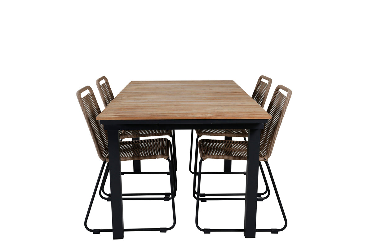 Mexico & Lindos Spisebord 90x180/240 + Spisebordsstole Brun