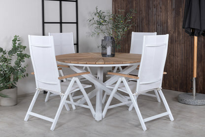 Panama & Mexico Positionsstole Hvid + Spisebord ⌀140