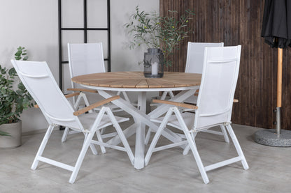 Panama & Mexico Positionsstole Hvid + Spisebord ⌀140