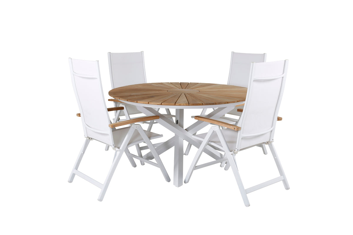 Panama & Mexico Positionsstole Hvid + Spisebord ⌀140