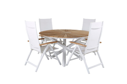 Panama & Mexico Positionsstole Hvid + Spisebord ⌀140