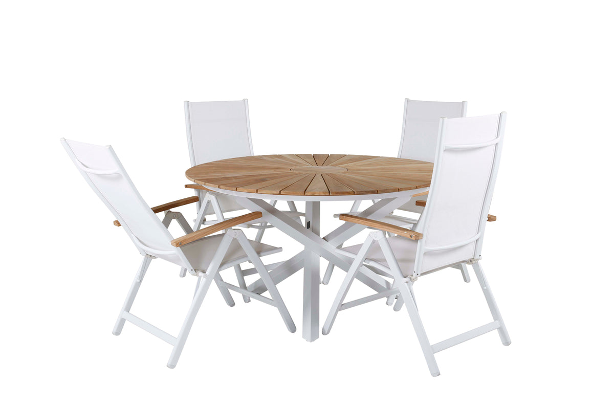 Panama & Mexico Positionsstole Hvid + Spisebord ⌀140