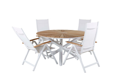 Panama & Mexico Positionsstole Hvid + Spisebord ⌀140