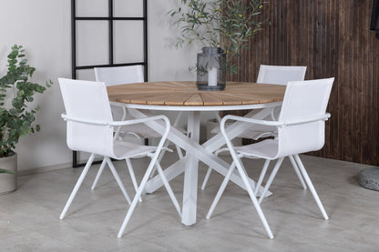 Alina & Mexico Spisestole Hvid + Spisebord ⌀140