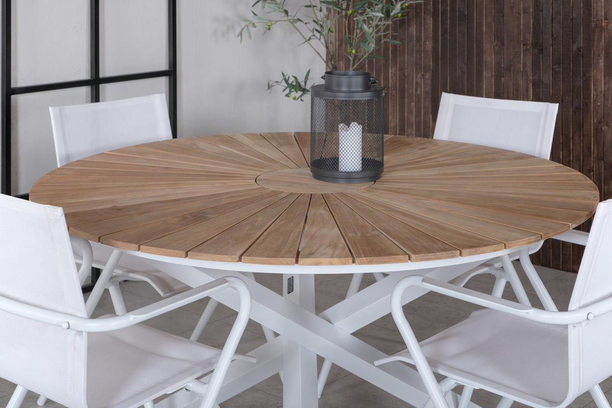 Alina & Mexico Spisestole Hvid + Spisebord ⌀140