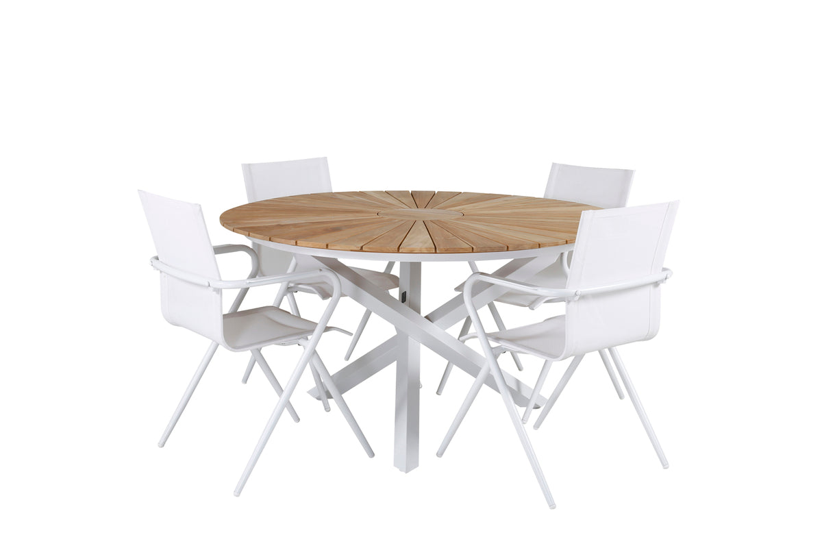 Alina & Mexico Spisestole Hvid + Spisebord ⌀140