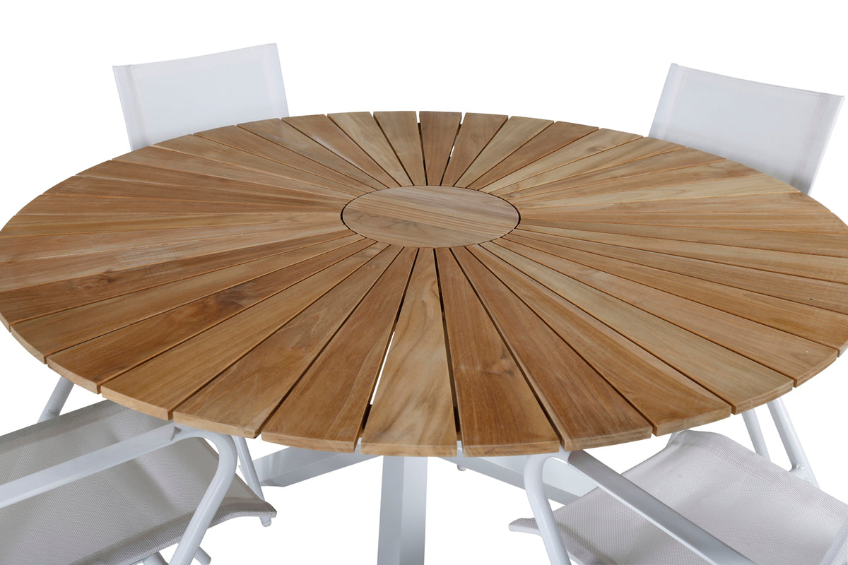 Alina & Mexico Spisestole Hvid + Spisebord ⌀140