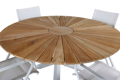 Alina & Mexico Spisestole Hvid + Spisebord ⌀140