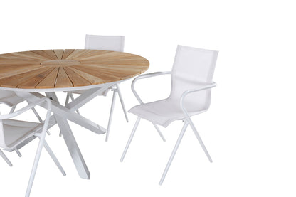 Alina & Mexico Spisestole Hvid + Spisebord ⌀140