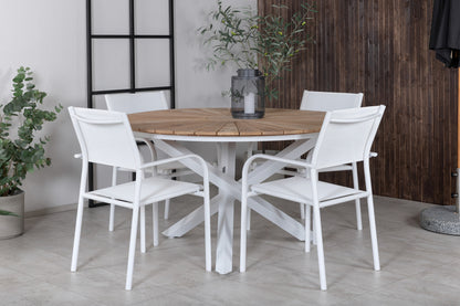 Mexico & Santorini Spisebord ⌀140 + Spisestole Hvid