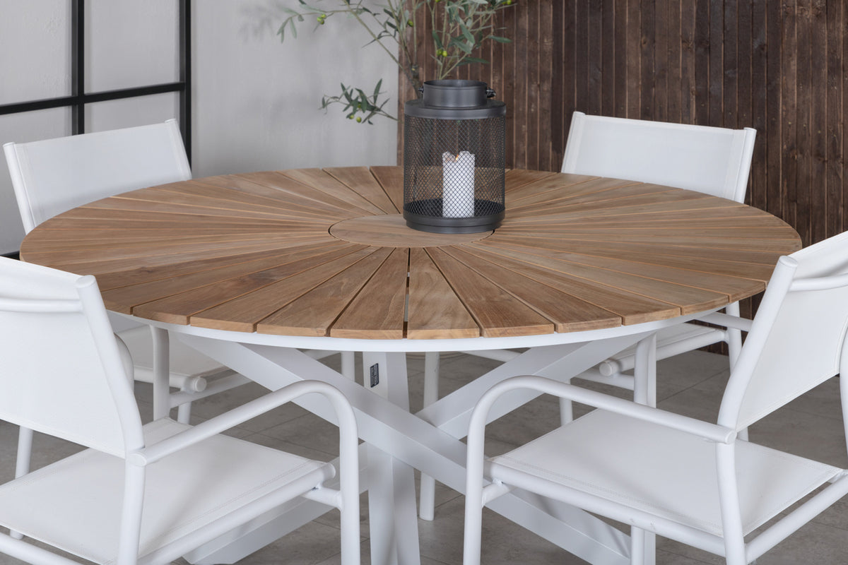 Mexico & Santorini Spisebord ⌀140 + Spisestole Hvid