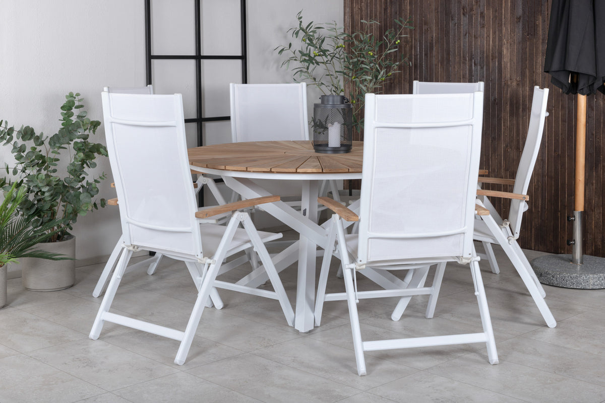 Panama & Mexico Positionsstole Hvid + Spisebord ⌀140