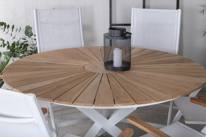 Panama & Mexico Positionsstole Hvid + Spisebord ⌀140