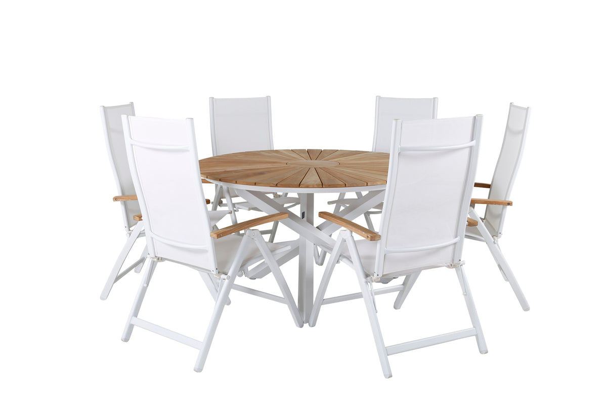 Panama & Mexico Positionsstole Hvid + Spisebord ⌀140