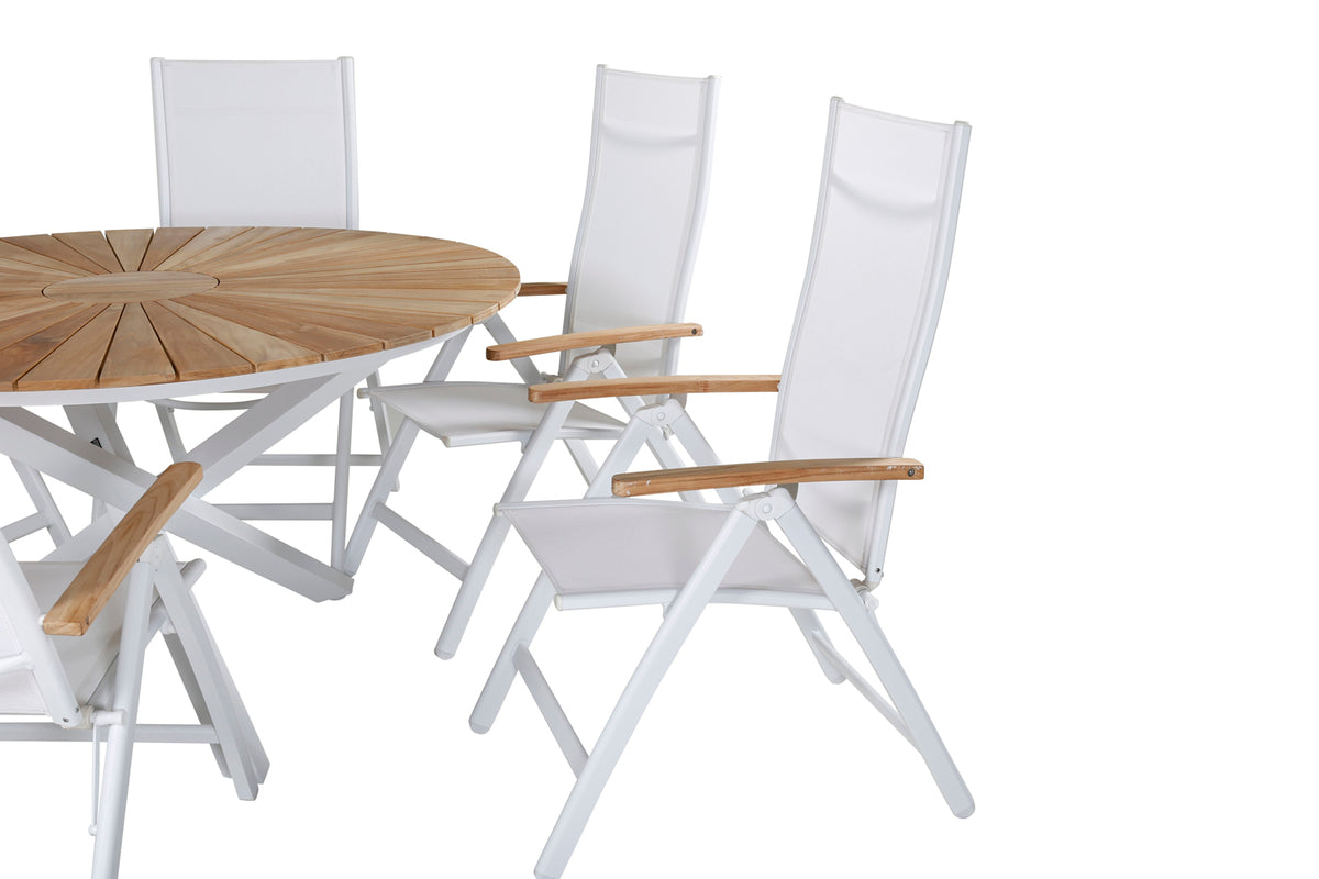 Panama & Mexico Positionsstole Hvid + Spisebord ⌀140