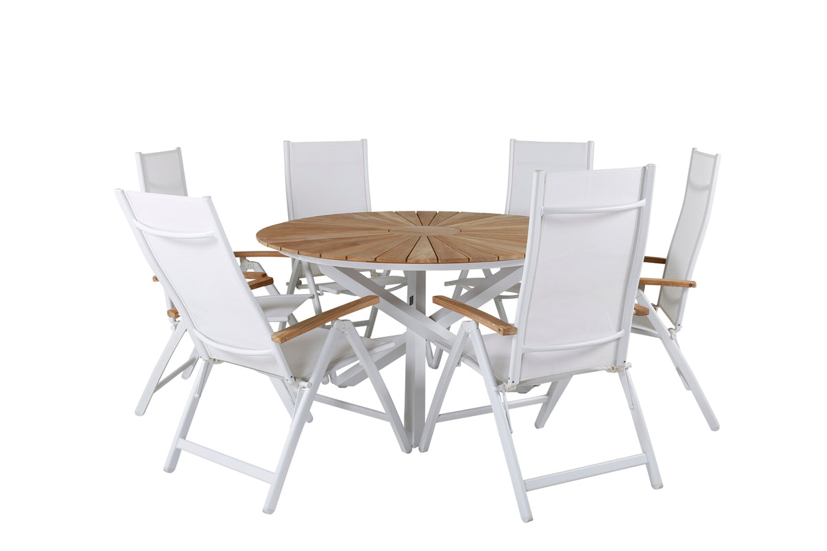 Panama & Mexico Positionsstole Hvid + Spisebord ⌀140