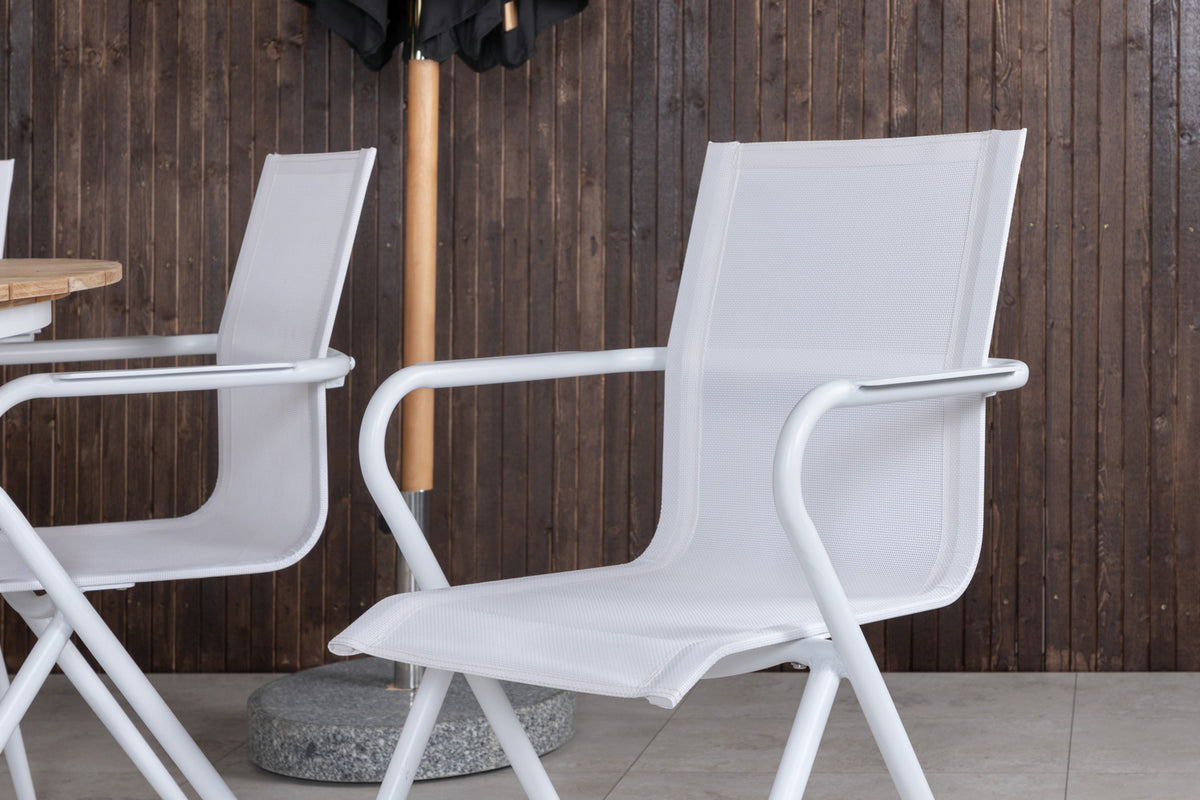 Spisebordsstol 6-pak Hvid + Rundt Spisebord 140 Natur