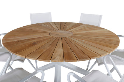 Spisebordsstol 6-pak Hvid + Rundt Spisebord 140 Natur