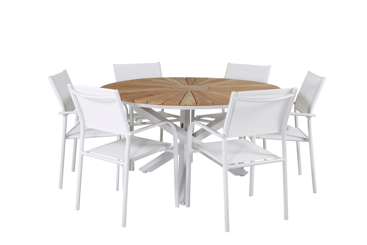 Mexico & Santorini Spisebord ⌀140 + Spisestole Hvid