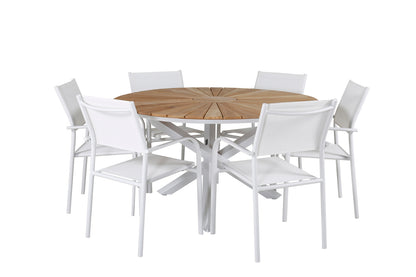 Mexico & Santorini Spisebord ⌀140 + Spisestole Hvid