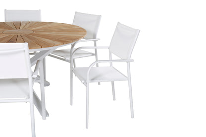 Mexico & Santorini Spisebord ⌀140 + Spisestole Hvid