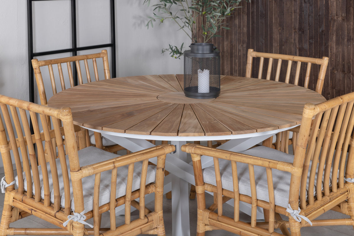 Cane & Mexico Spisestole Natur + Spisebord ⌀140