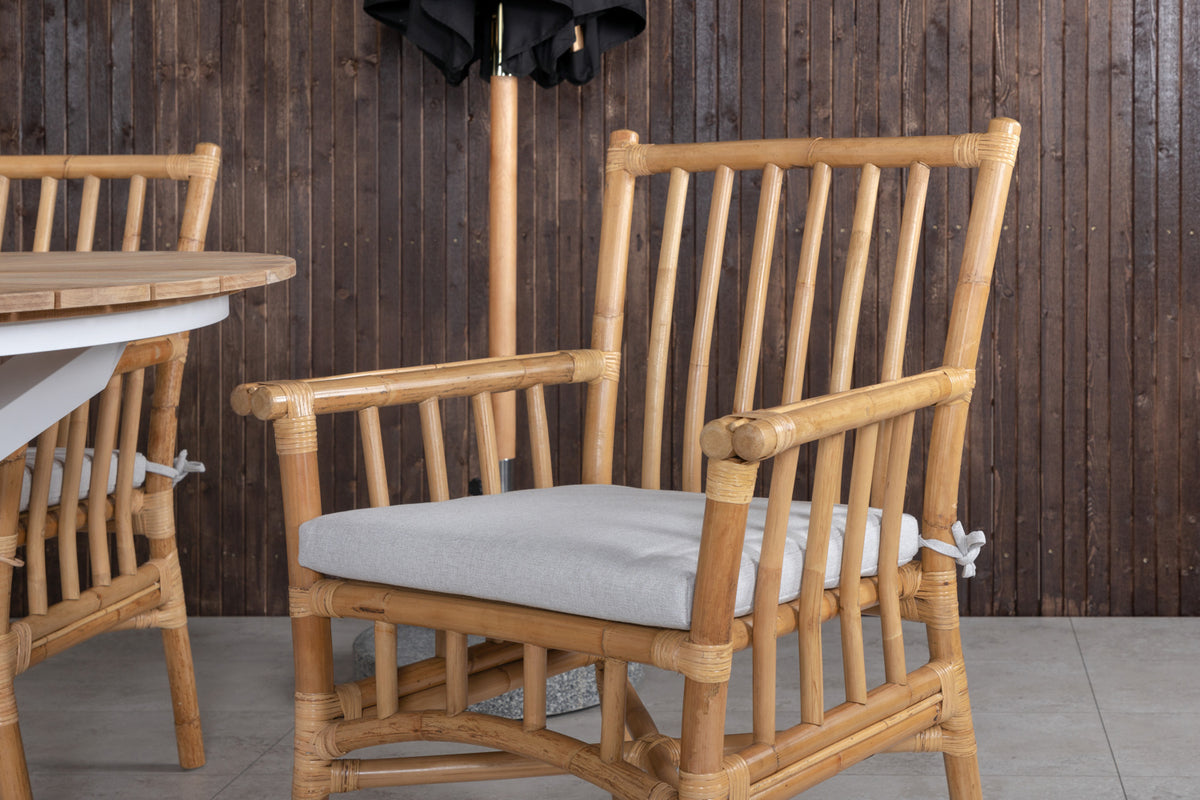 Cane & Mexico Spisestole Natur + Spisebord ⌀140