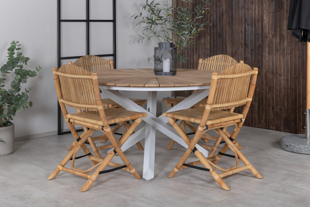 Cane & Mexico Caféstole Natur + Spisebord ⌀140