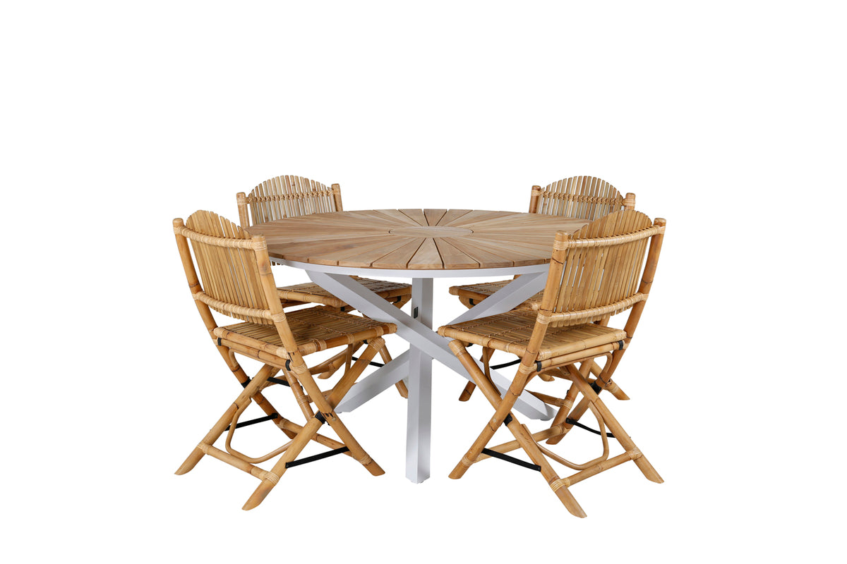 Cane & Mexico Caféstole Natur + Spisebord ⌀140