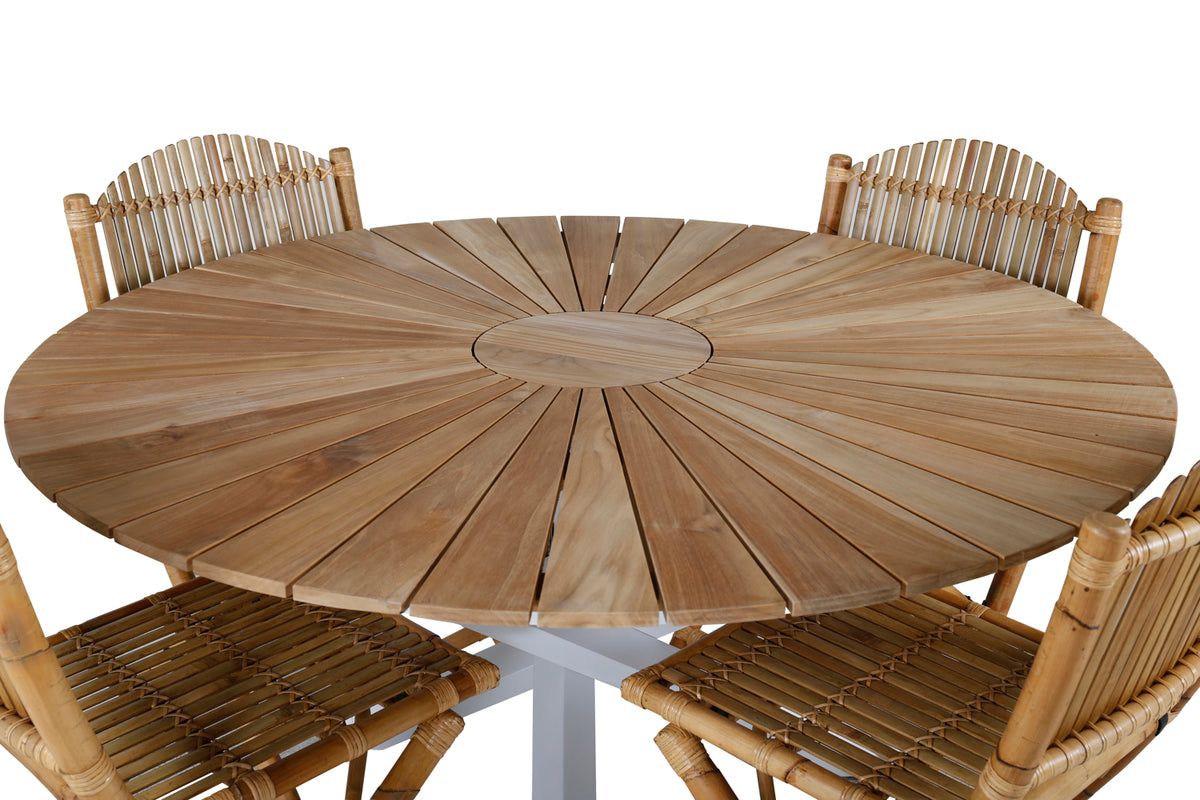 Cane & Mexico Caféstole Natur + Spisebord ⌀140