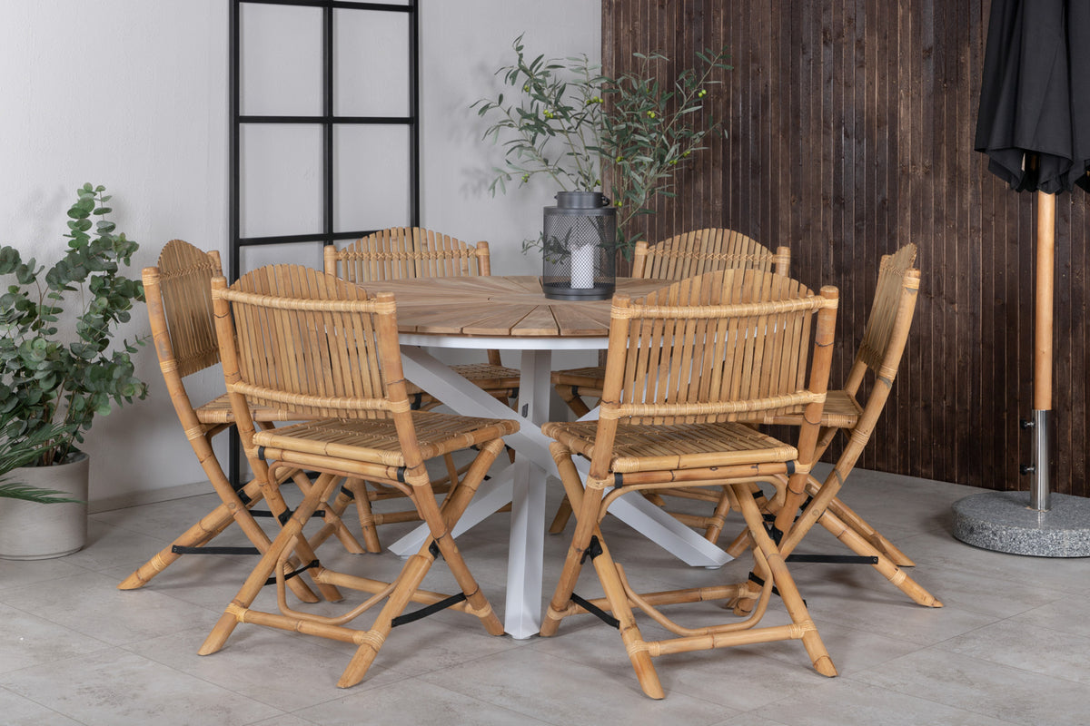 Cane & Mexico Caféstole Natur + Spisebord ⌀140