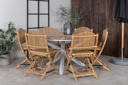 Cane & Mexico Caféstole Natur + Spisebord ⌀140