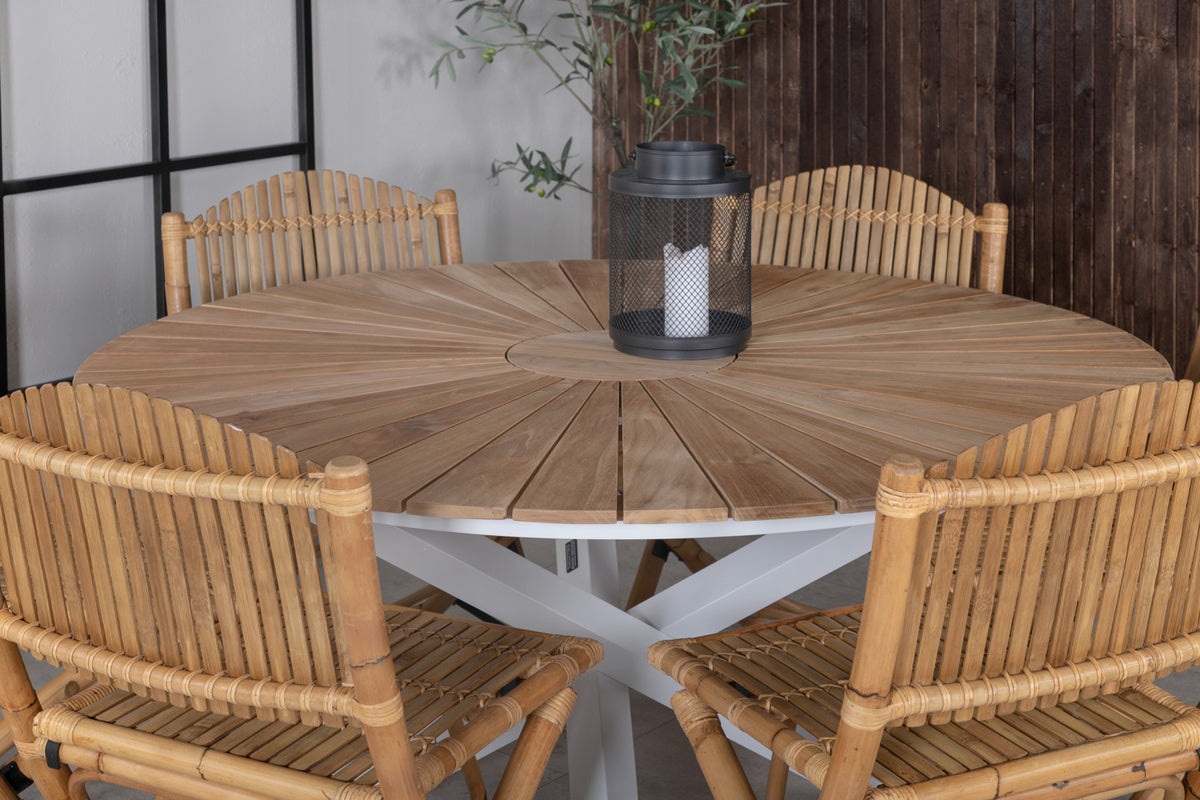 Cane & Mexico Caféstole Natur + Spisebord ⌀140