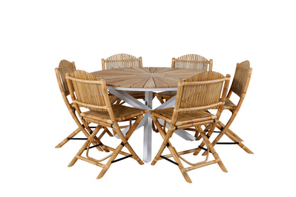 Cane & Mexico Caféstole Natur + Spisebord ⌀140