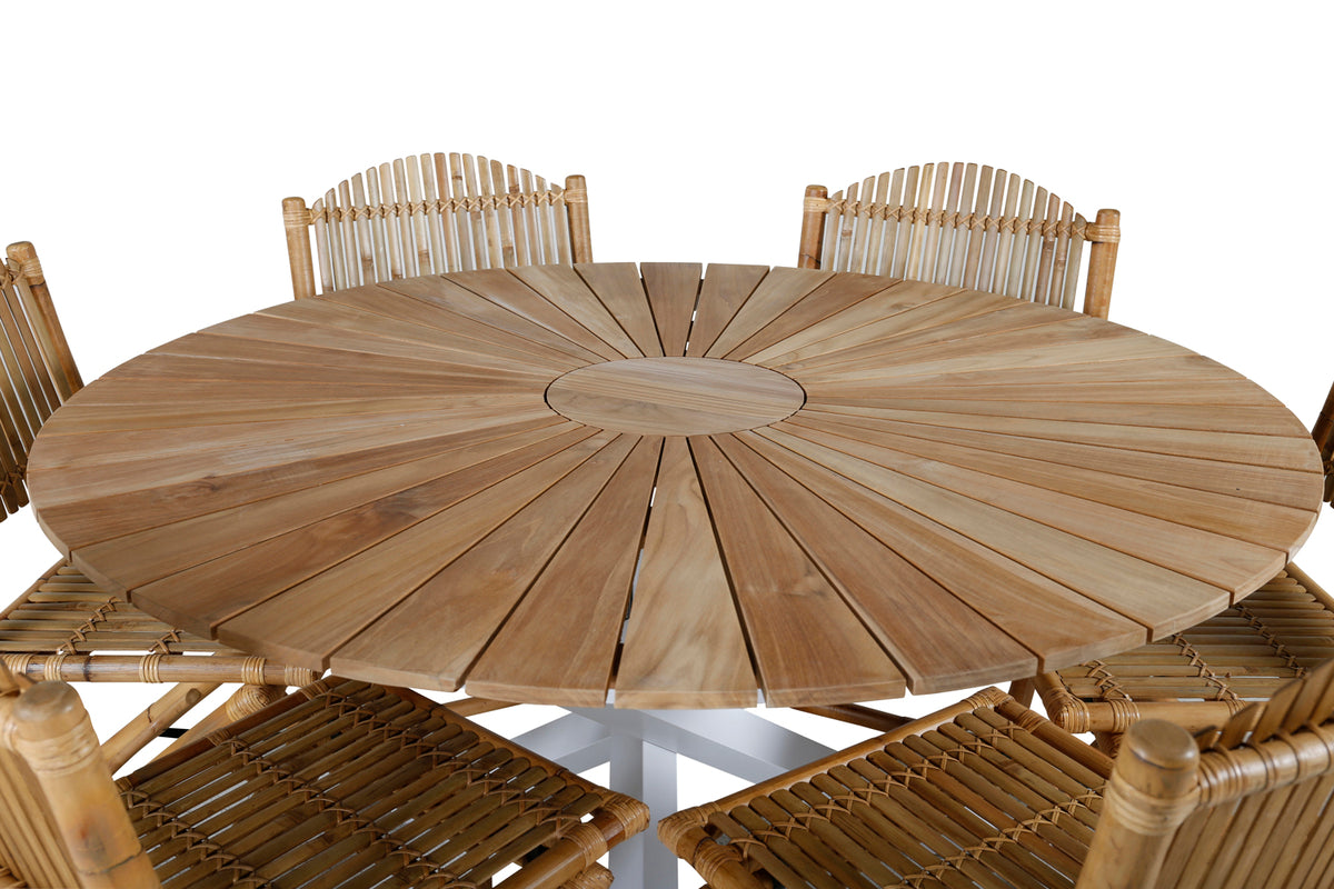 Cane & Mexico Caféstole Natur + Spisebord ⌀140