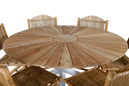 Cane & Mexico Caféstole Natur + Spisebord ⌀140