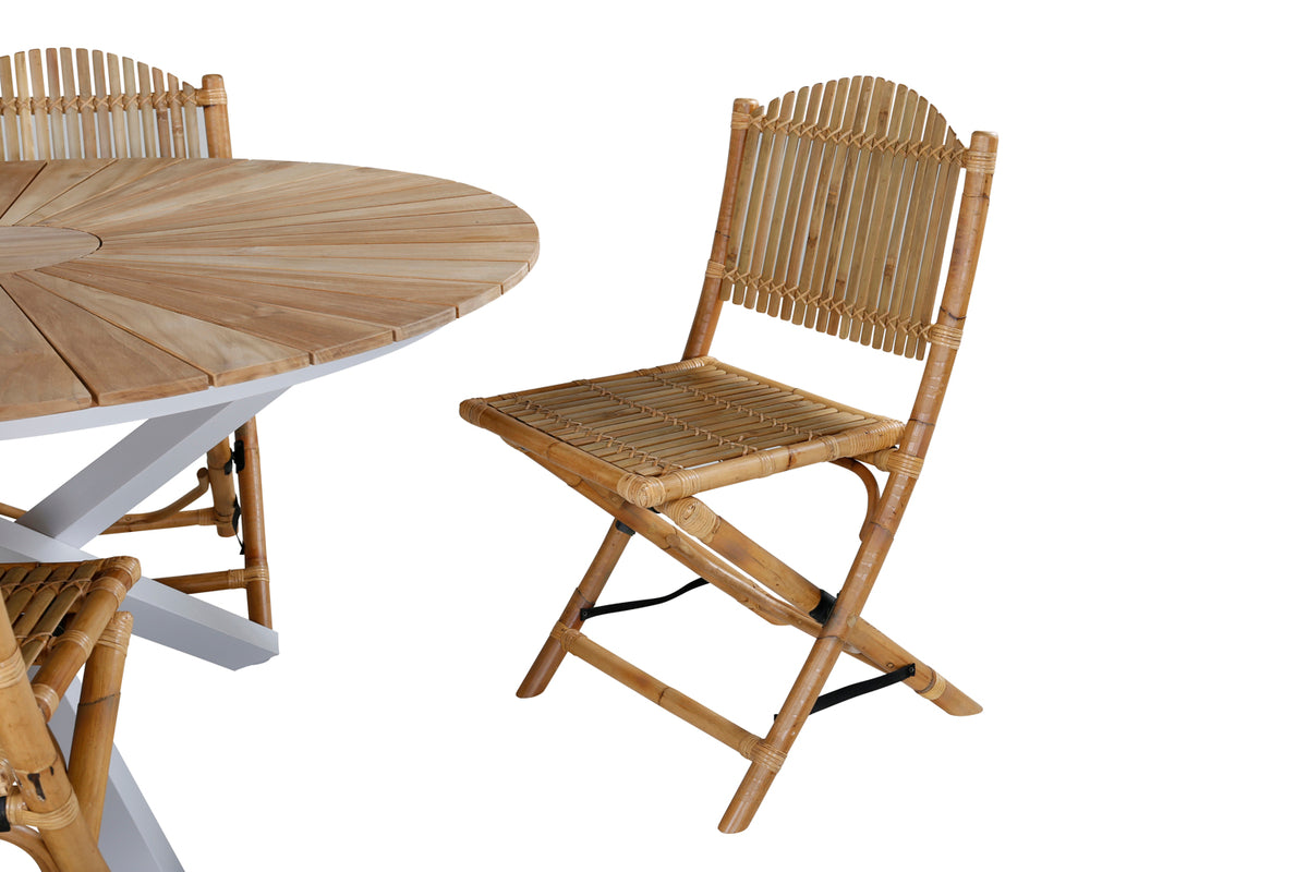 Cane & Mexico Caféstole Natur + Spisebord ⌀140