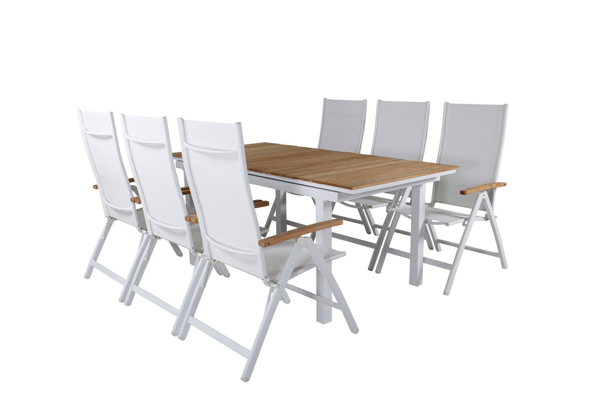 Panama & Mexico Positionsstole Hvid + Spisebord 90x160/240