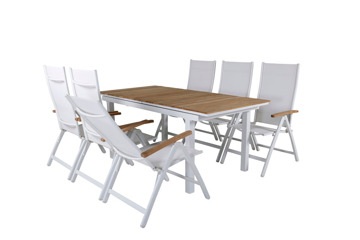 Panama & Mexico Positionsstole Hvid + Spisebord 90x160/240