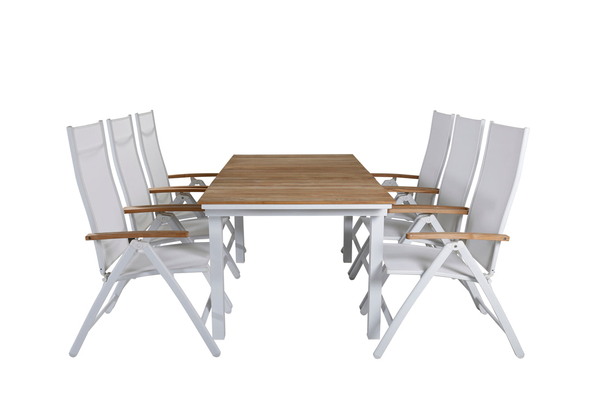 Panama & Mexico Positionsstole Hvid + Spisebord 90x160/240