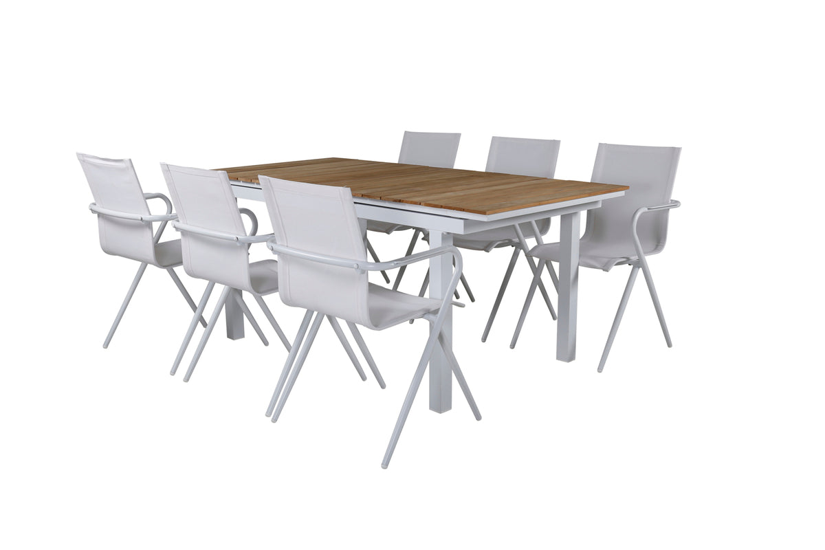 Alina & Mexico Spisestole Hvid + Spisebord 90x160/240