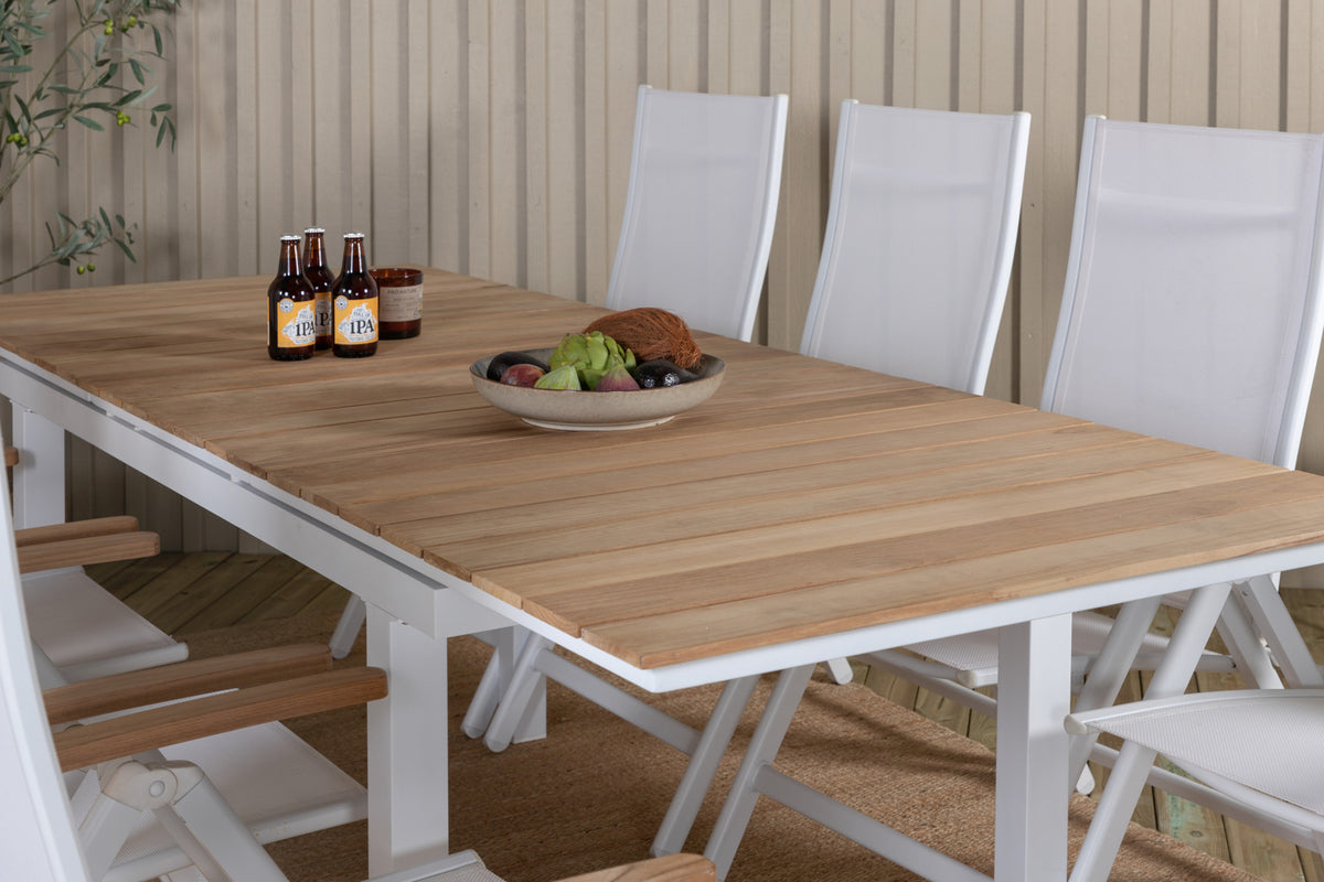 Position stol 2-pak Hvid + Rektangulært spisebord 180 x 90 Natur