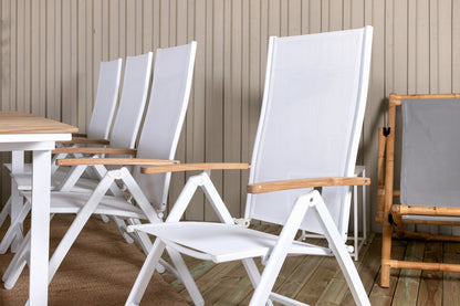 Position stol 2-pak Hvid + Rektangulært spisebord 180 x 90 Natur