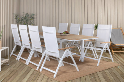 Position stol 2-pak Hvid + Rektangulært spisebord 180 x 90 Natur