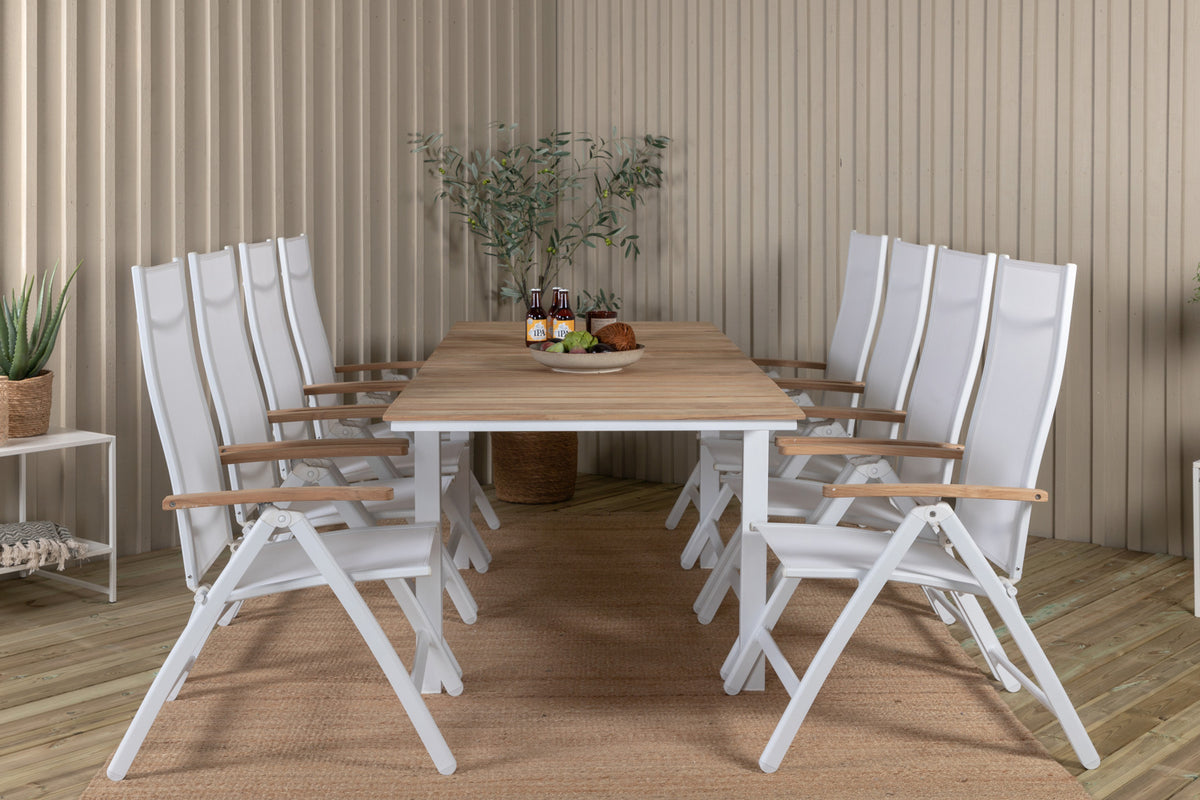 Position stol 2-pak Hvid + Rektangulært spisebord 180 x 90 Natur