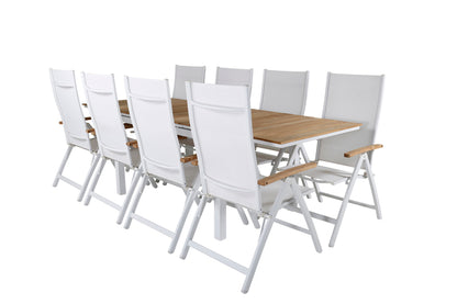 Position stol 2-pak Hvid + Rektangulært spisebord 180 x 90 Natur