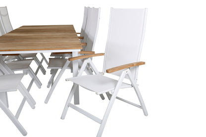 Position stol 2-pak Hvid + Rektangulært spisebord 180 x 90 Natur