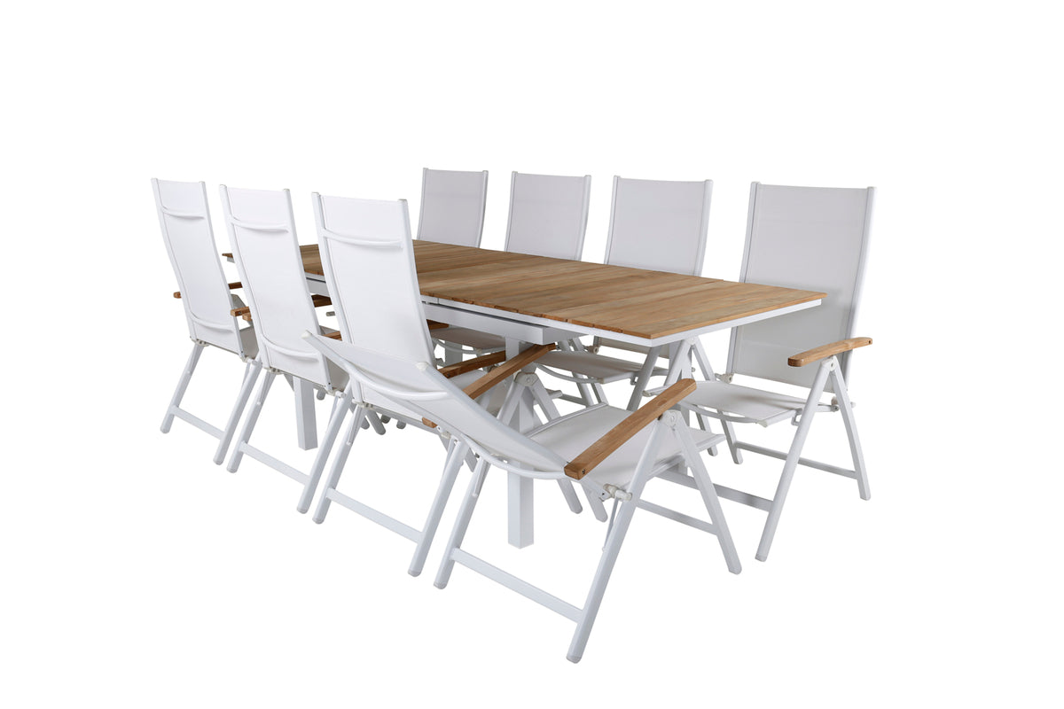 Position stol 2-pak Hvid + Rektangulært spisebord 180 x 90 Natur