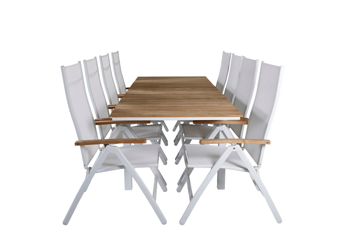 Position stol 2-pak Hvid + Rektangulært spisebord 180 x 90 Natur