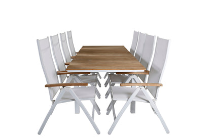 Position stol 2-pak Hvid + Rektangulært spisebord 180 x 90 Natur